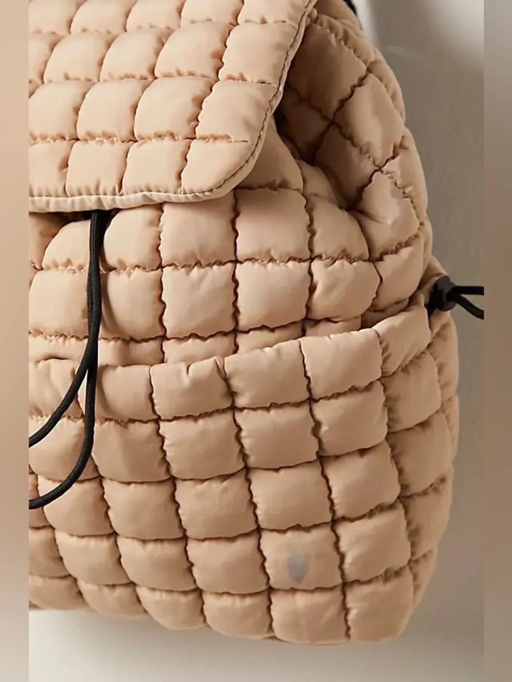 Free People Quilted Puffer Backpack in Beige